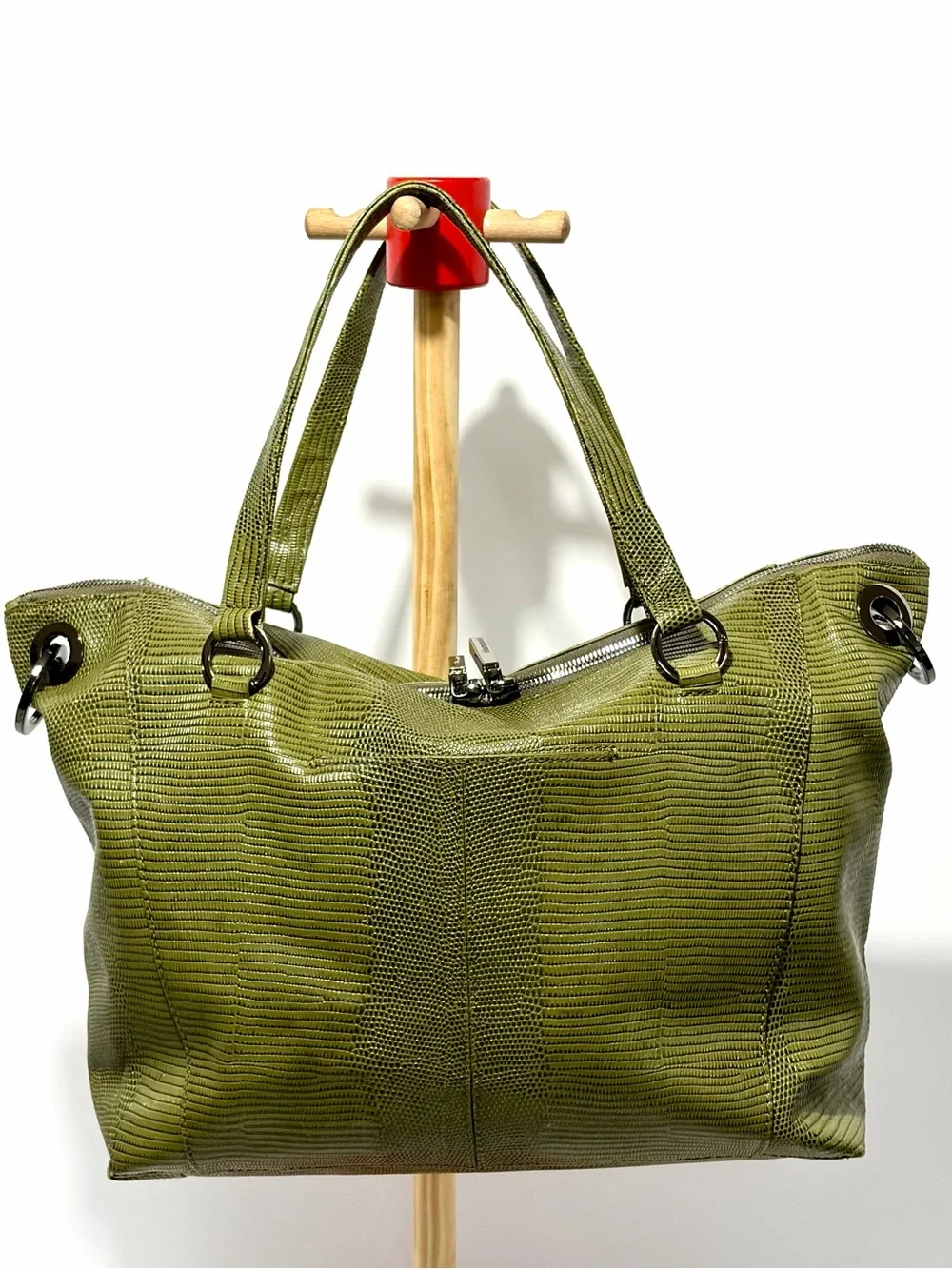 HAMMITT Daniel LG Satchel In Evergreen Lizard 🦎/Gunmetal Hardware EUC!!